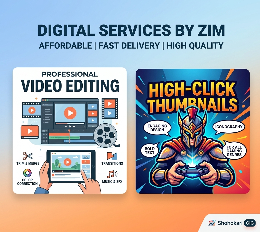Professional Video Editing & Gaming Thumbnail Design — ছবি ১